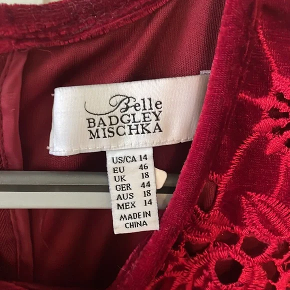 Deep Red velvet Badgley Mischa Dress - Picture 3 of 3